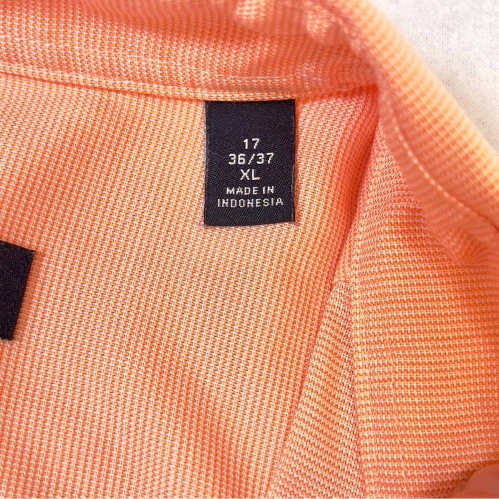 Tommy Hilfiger THFlex Athletic Fit Dress Shirt XL Peach Coral Button Front - Picture 8 of 13